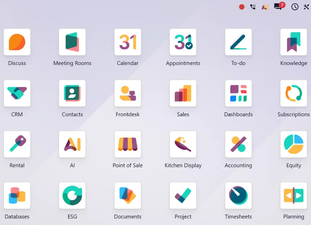 Odoo ERP dashboard